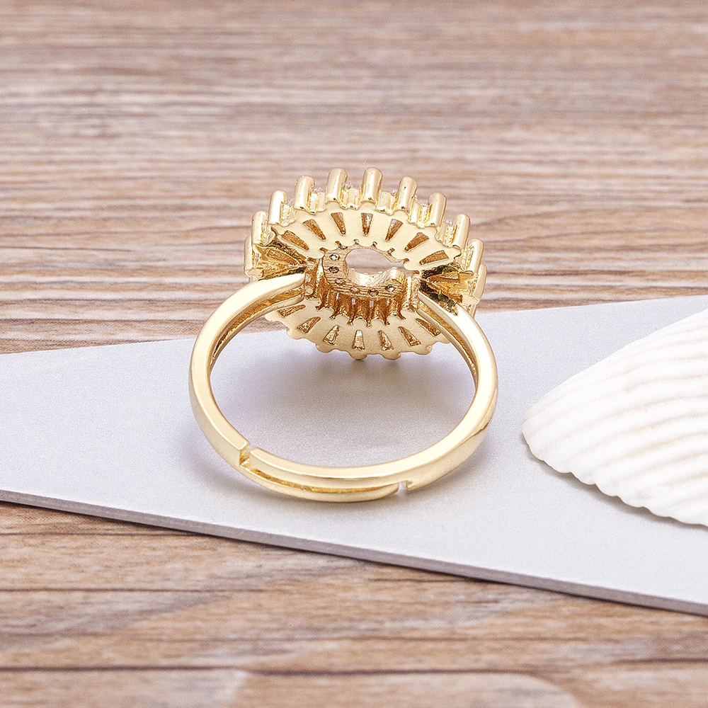 Hot Sale Fashion Luxury Initial 26 Alphabet Adjustable Gold Color Zircon A-Z Letter Ring Statement Name Jewelry Gift For Women