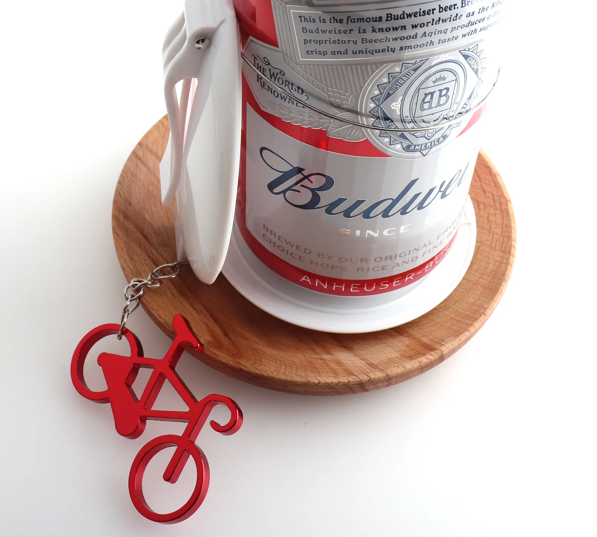 Rounded Beer Holder with Mountain Bike Shaped Opener Red Carrier Holder Portable Outdoor Drink Bottle Holder Drink Holder