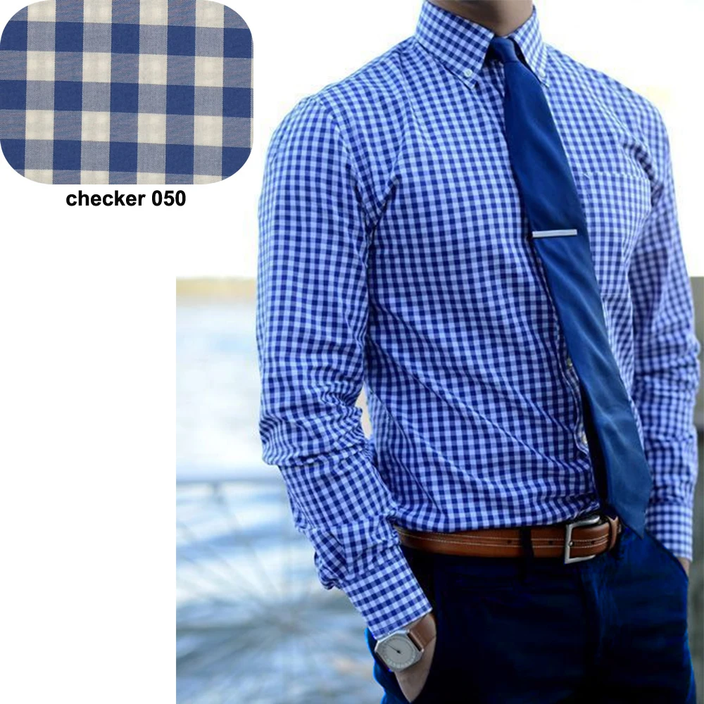 WFH 100% Cotton Mens Gingham Dress Shirt Custom Made Dress Shirt Button Down Tailored Shirt Mens Checkered Shirts Long Sleeve