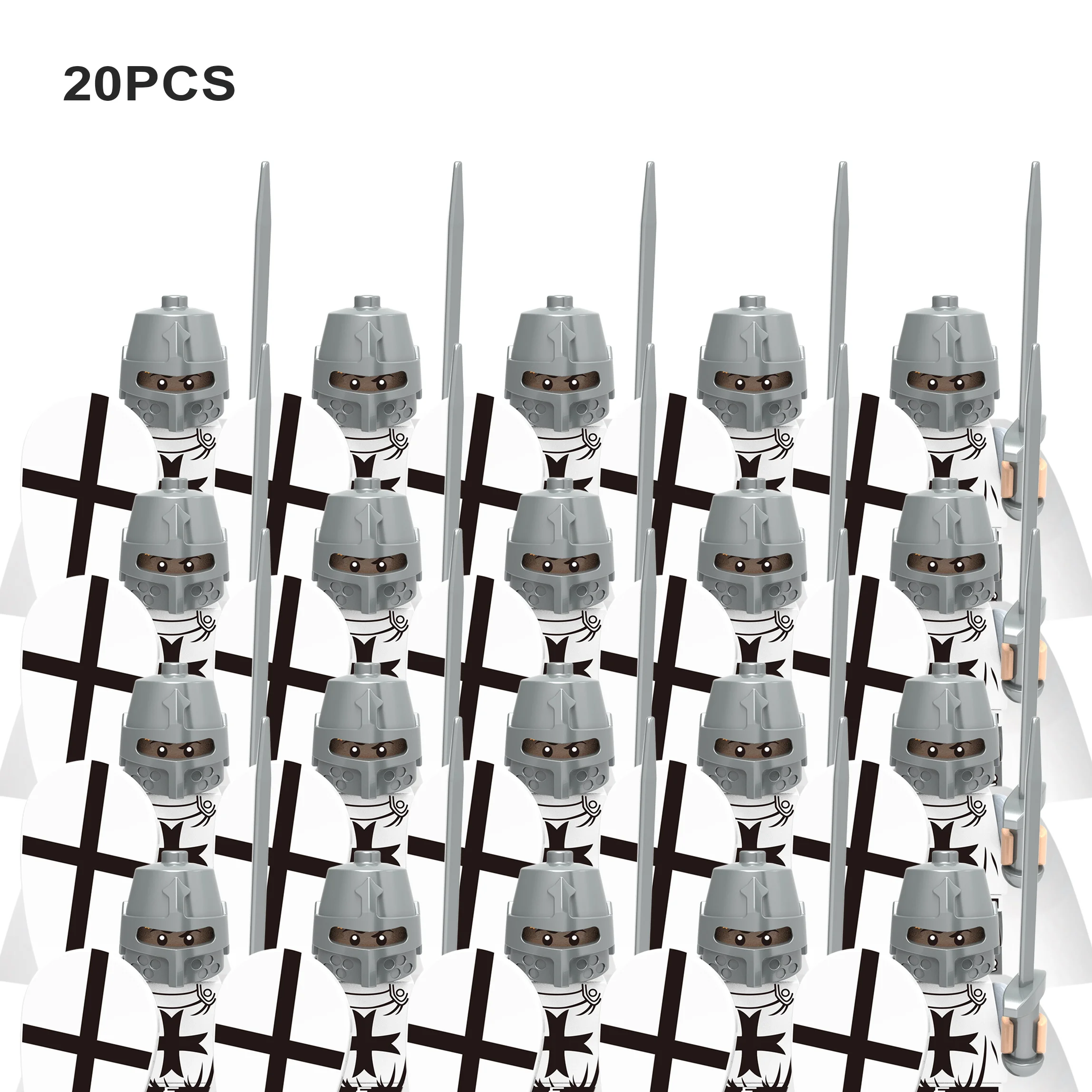 

20PCS Diy Crusades Medieval Age Castle Royal King's Knight Rome Spartacus Soldiers Red Lion figures Building Blocks kids toys