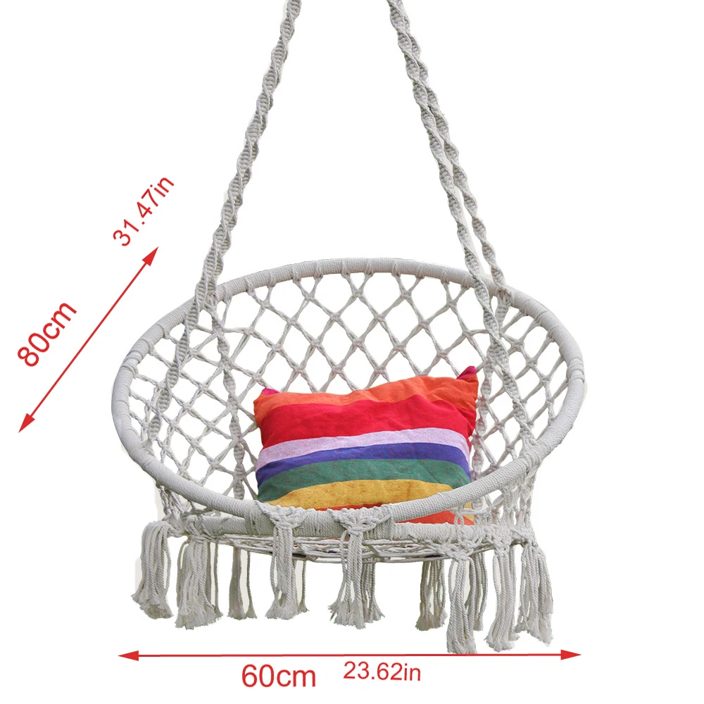 Hanging Cottton Rope Hammock Chair Swing Set Hand Knitted Patio Swing Seat Lazy Rocker Outdoor Home Garden Furnitures