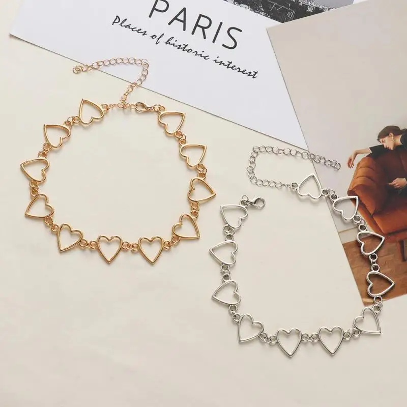 2025 Fashion New Necklace Popular Girl Necklace Wild Geometric Creative Simple Heart-shaped Hollow Chain Personalized Necklace