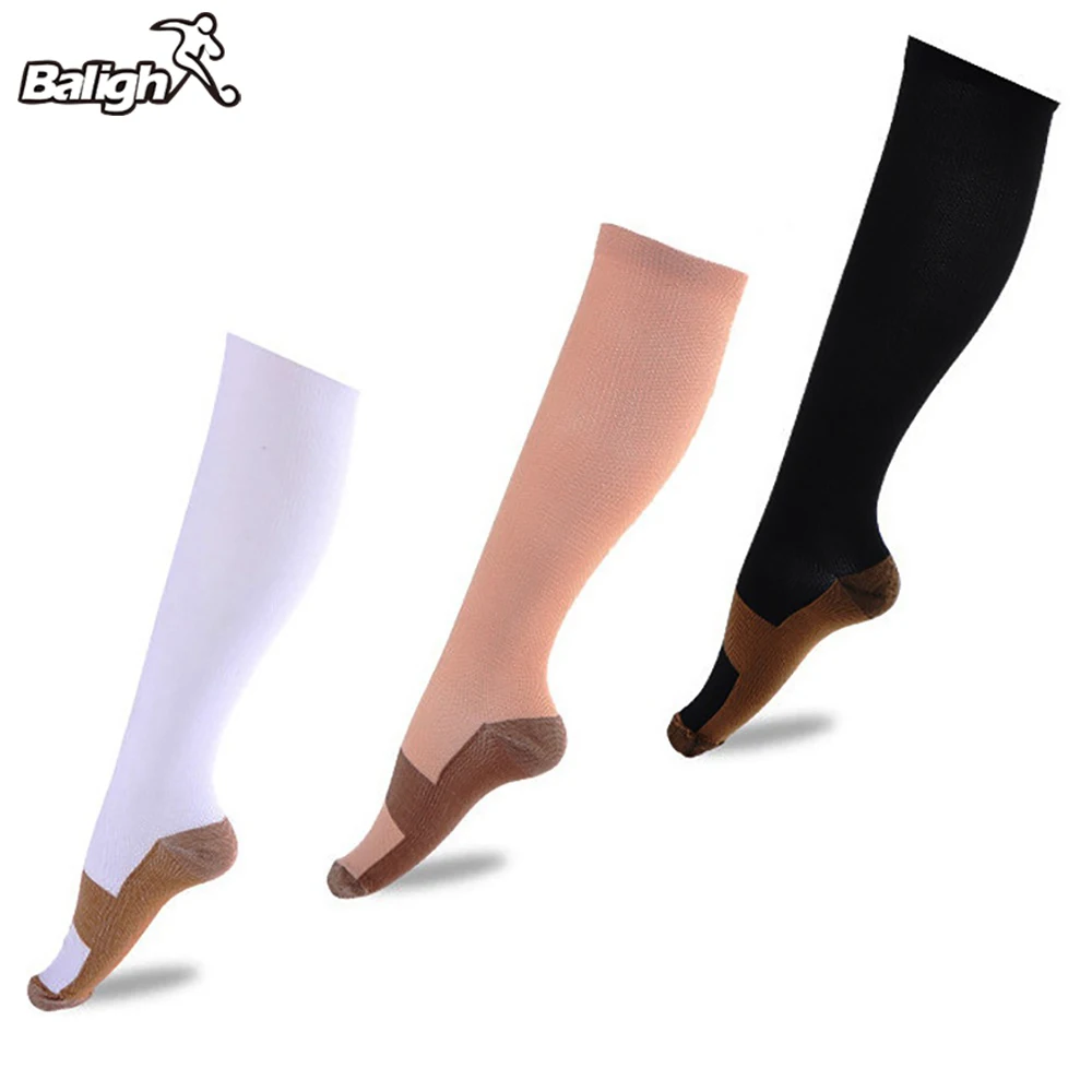 

Balight 1 Pair Unisex Copper Compression Socks Women Men Anti Fatigue Pain Relief Knee High Stockings Graduated S/M/L/XL