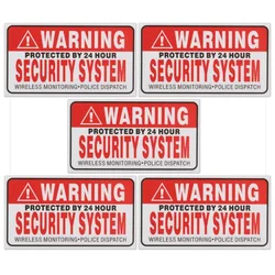 9*5cm 5Pcs/Set Warning Protected By 24 Hour Security System Stickers Saftey Alarm Signs Decal Warning Mark Business Car Styling