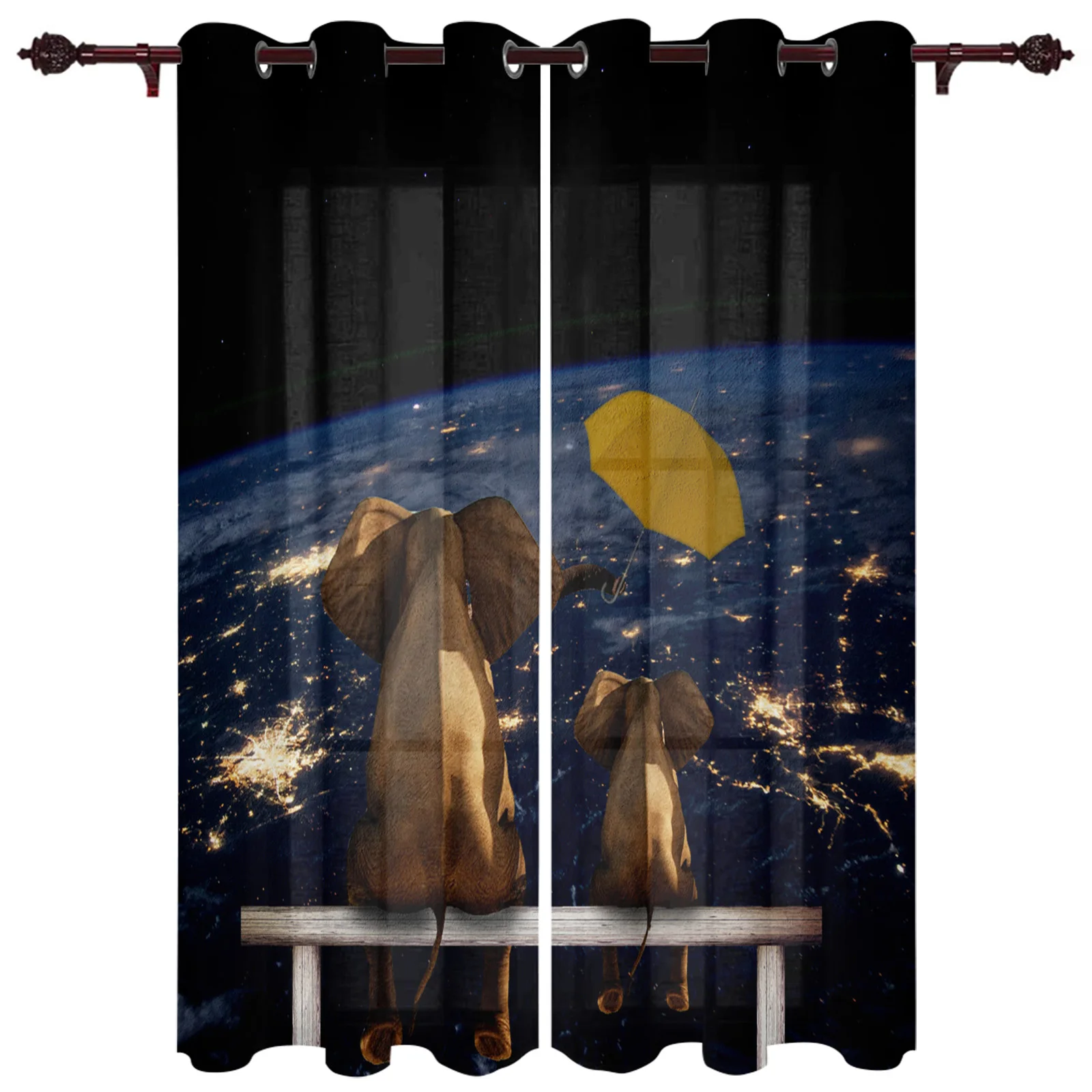 Elephant Earth Umbrella Large Curtains For Living Room Window Curtain Bedroom Kitchen Balcony Gazebo Curtain Room Divider