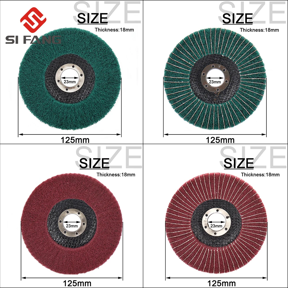 Disco de pulido de aleta de fibra de nailon de 5 pulgadas, almohadilla de fregado de rueda no tejida de 125mm para amoladora angular