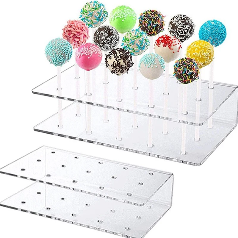 15 Holes Acrylic Lollipop Display Stand Acrylic Rectangle Shape Durable Display Holder Wedding Party Candy Dessert Stick Holder