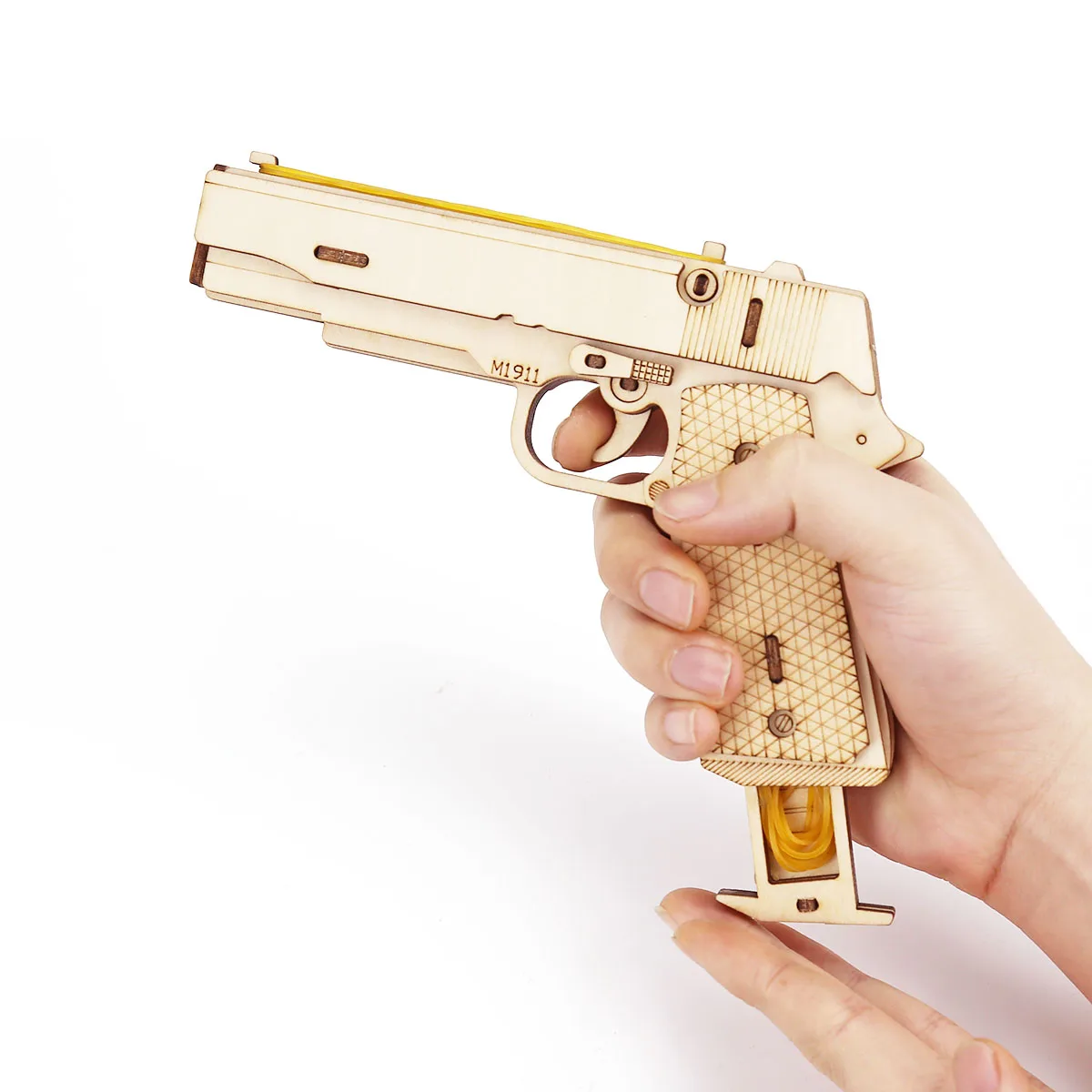 M1911 Pistol Toy Rubber Band Gun 3D Wooden Mechanical Handgun Model Kit Assembly Building Puzzle Birthday Gifts For Kids Teen