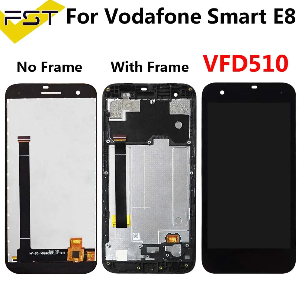 

Black For Vodafone Smart E8 VFD510 VFD 510 LCD Display Touch Screen Phone Digitizer Assembly With Frame+Tools