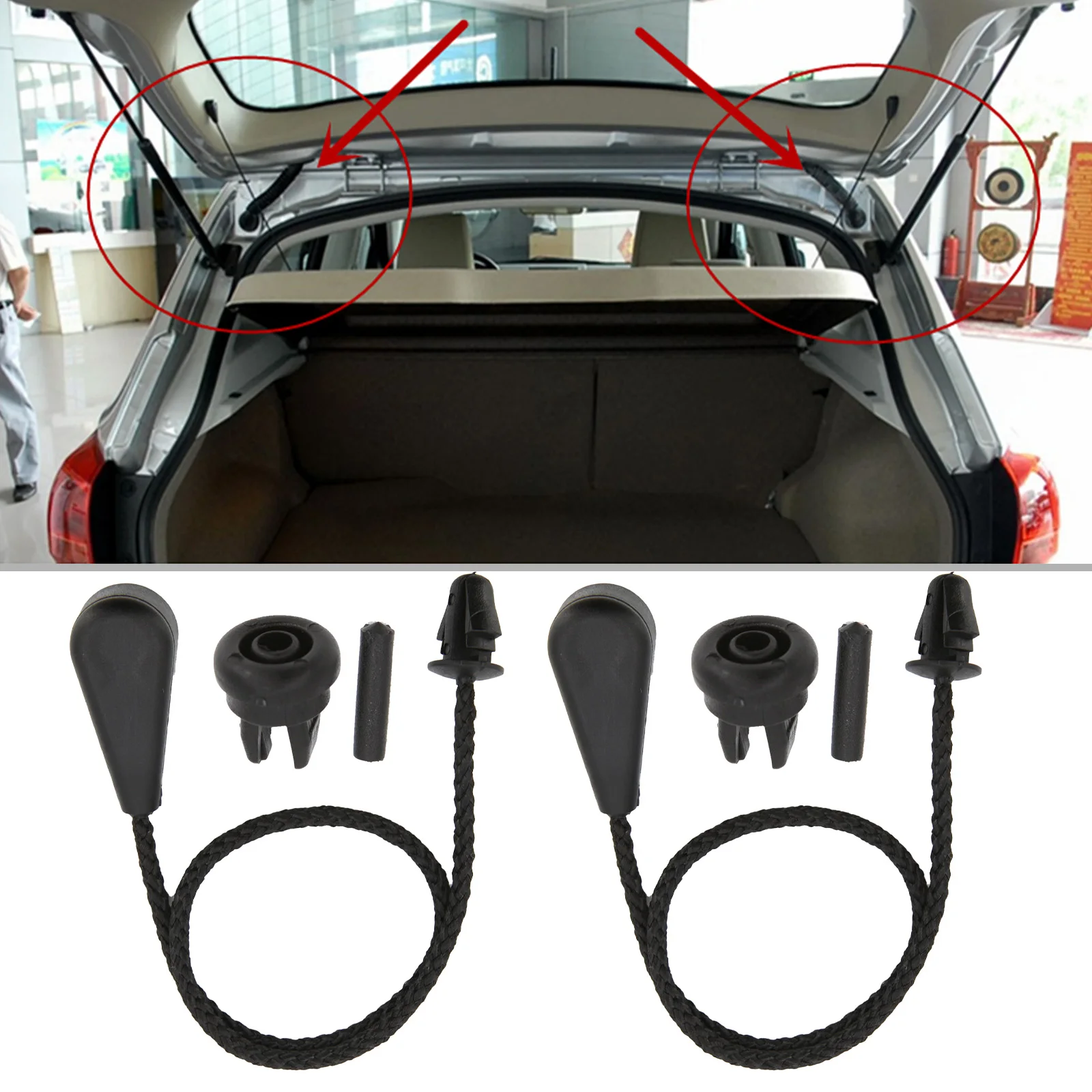 1 Set Rear Trunk Shelf Parcel String Strap Cord for Nissan Qashqai Rear Parcel Shelf Load Luggage Lift String Strap Clips