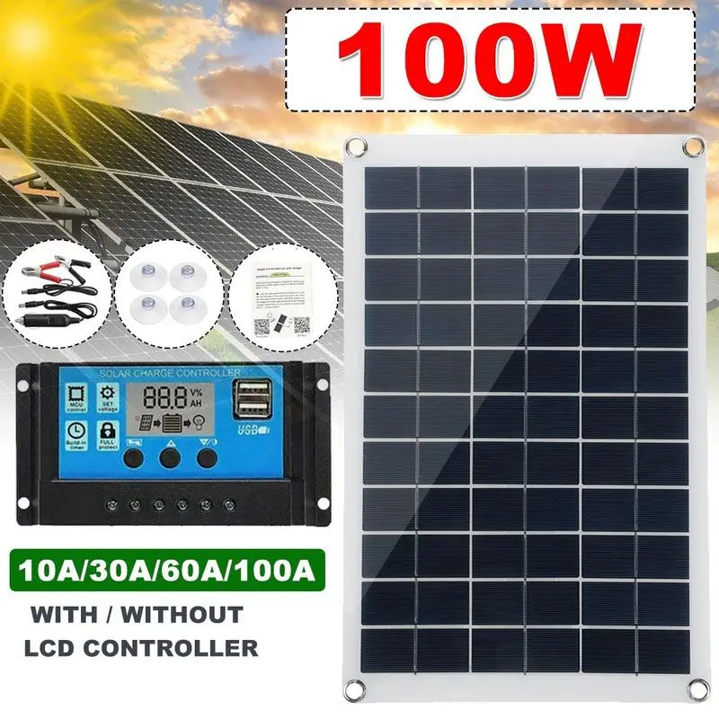 100W Solar Panel Kit Solar Cell 18V/5V USB Solar Panel with Controller For Car Yacht Battery Boat Charger Outdoor Battery Supply