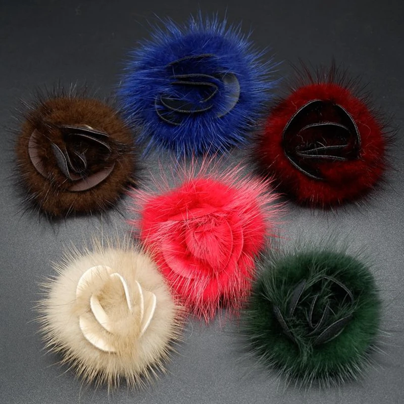 Autumn and winter new style plus buckle needle clothing mink hair flower brooch sweater coat decoration high-end jewelry corsage