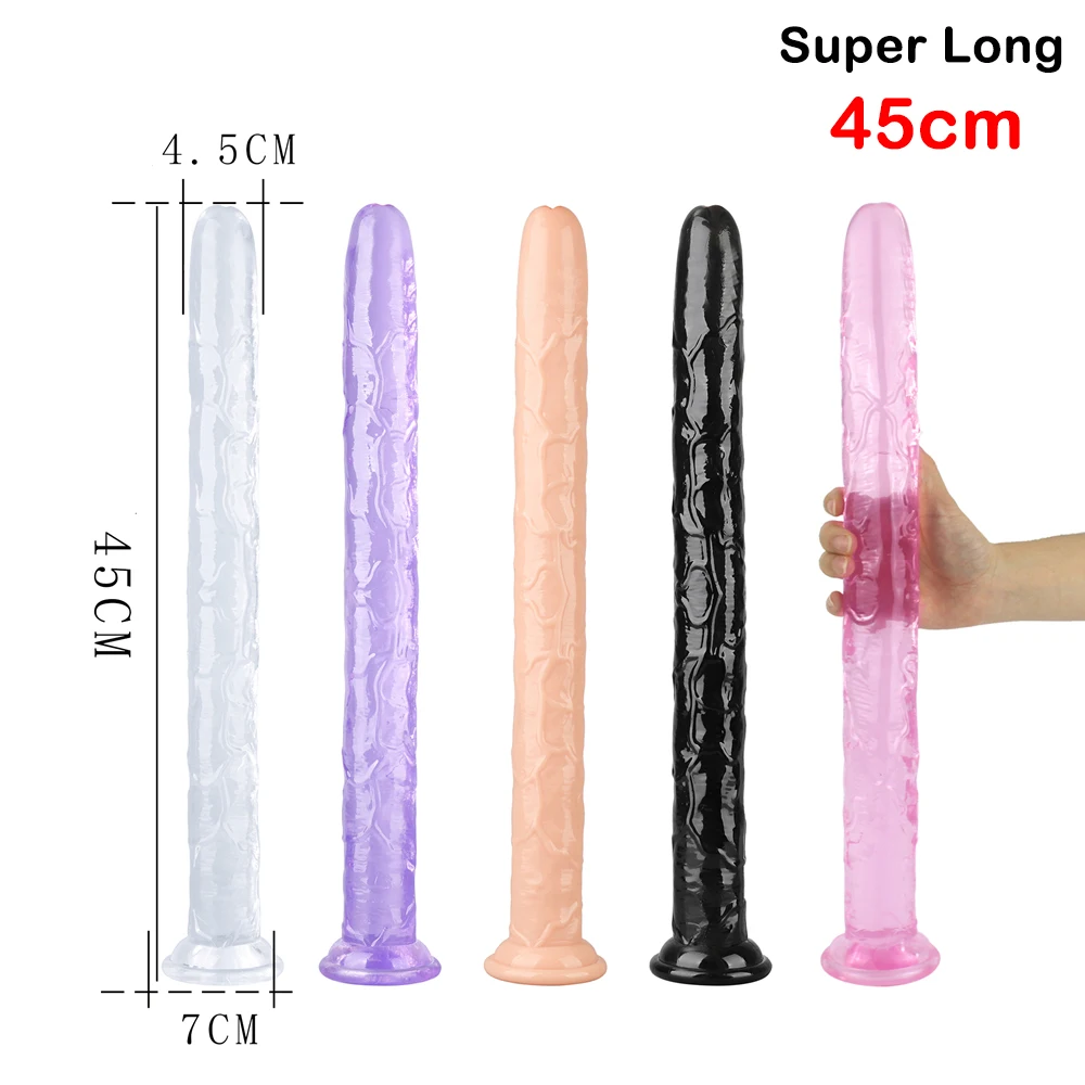 Super Long Realistic Penis Strap On Dildos With Suction Cup Soft Jelly Cock Penis For Lesbian G Spot Clitoris Stimulator Sex Toy