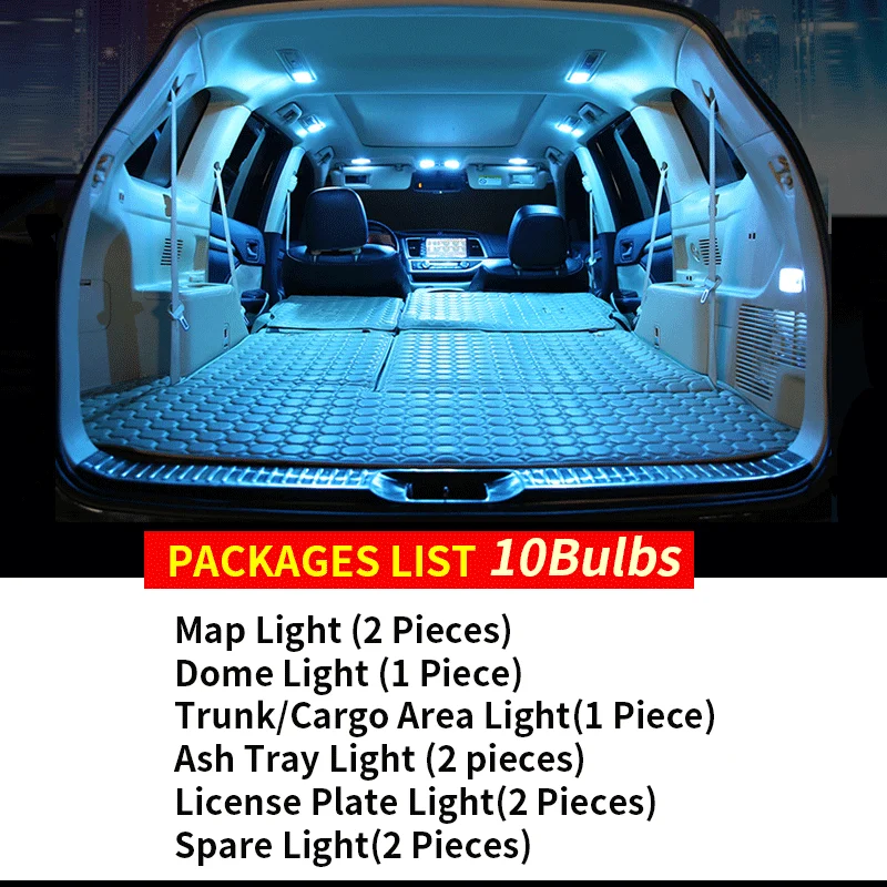 10X White Canbus led Car interior lights Package Kit for 1997-2001 Honda CR-V led interior Dome Trunk lights