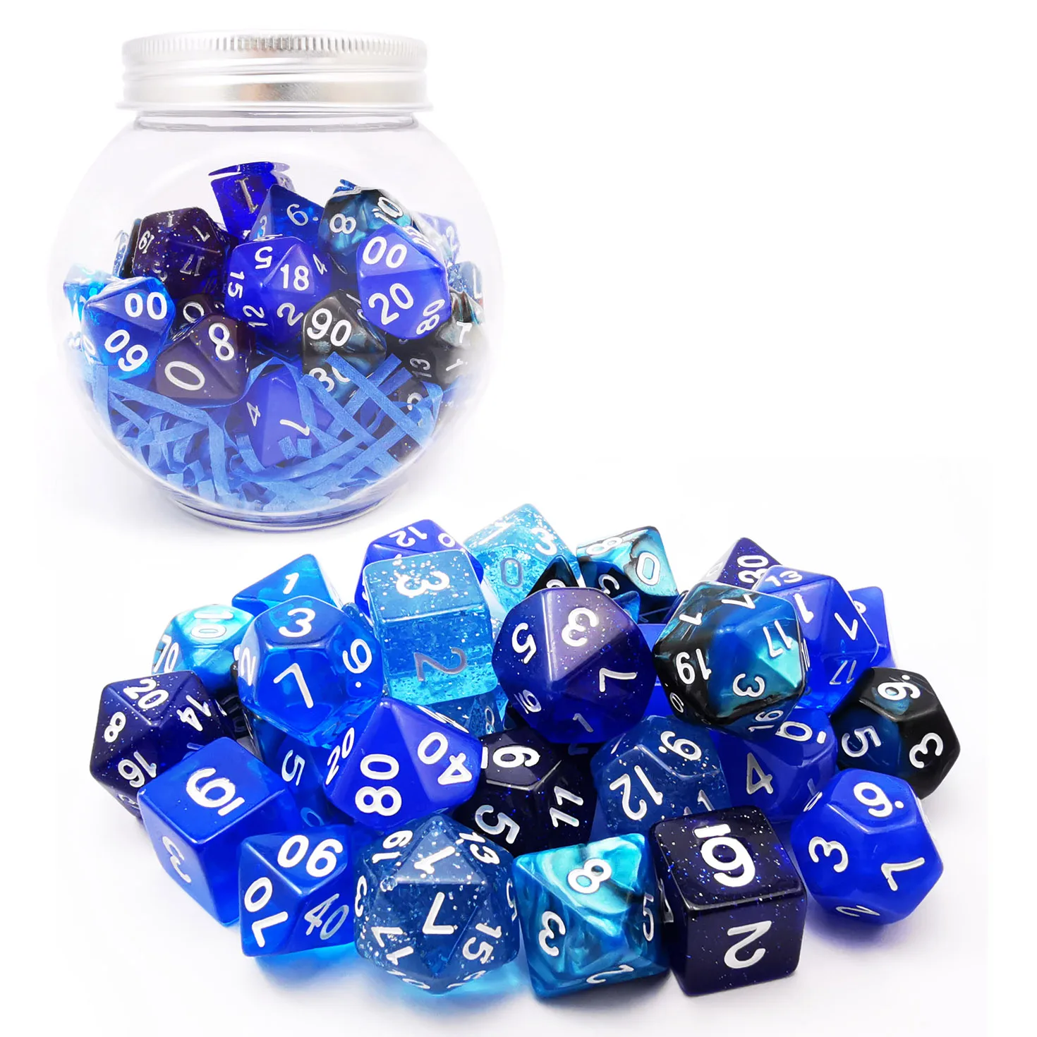 Bescon RPG Würfel Set 35 stücke Ozean Blau Set, DND Rolle Spielen Spiel Würfel 5X7 stücke