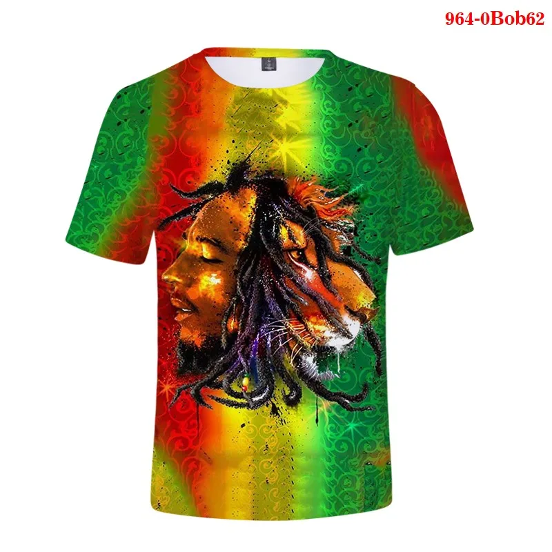 Men\'s T-shirt Bob Marley Rock Hip Hop T Shirt Men Male Summer Plus Size Streetwear Casual O-Neck Reggae Star Bob Marley T-Shirt