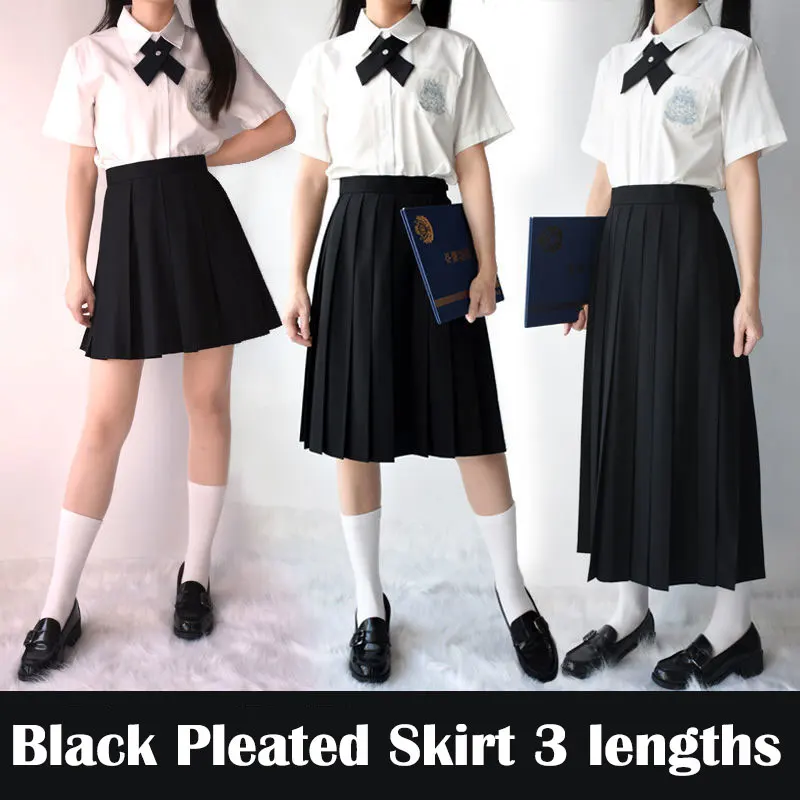 Japonês escola vestido de cintura elástica estudante meninas uniforme da escola jk saia preta curto/médio/longo estilo academia bottoms