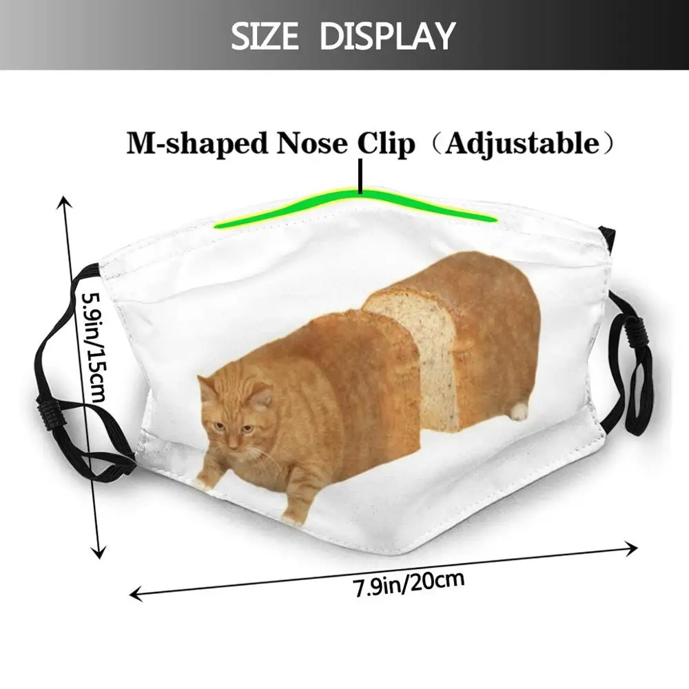 قناع وجه مرشح Pm2.5 ، طباعة قطة مرحة ، قابل لإعادة الاستخدام ، نظارة شمسية قطة ، نظارة شمسية Kitty Kittie Kittys Meow