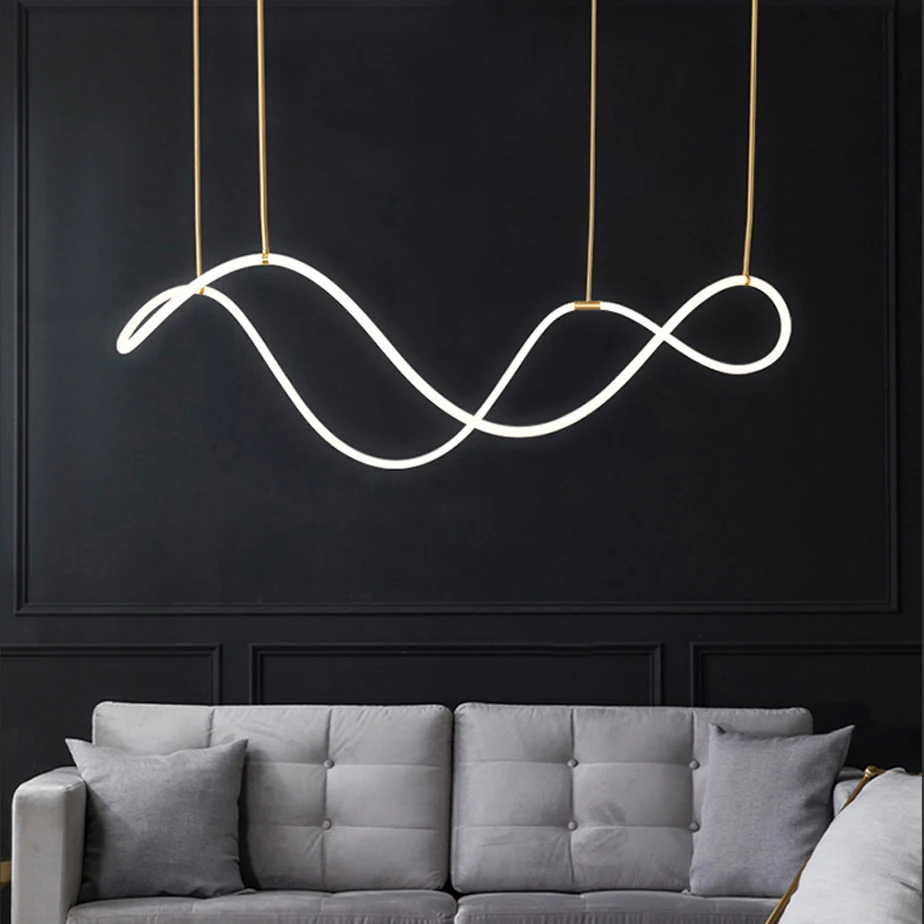 Music Notes Dimmable LED Black White Golden Silver Hanging Lamps Pendant light Suspension Luminaire Lampen For Dinning Room