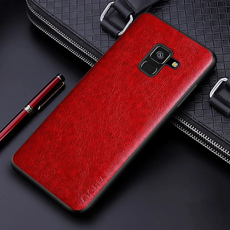 Luxury PU leather Case for Samsung galaxy A8 Plus 2018 A530 A730 case Business solid color design cover for samsung a8 plus case