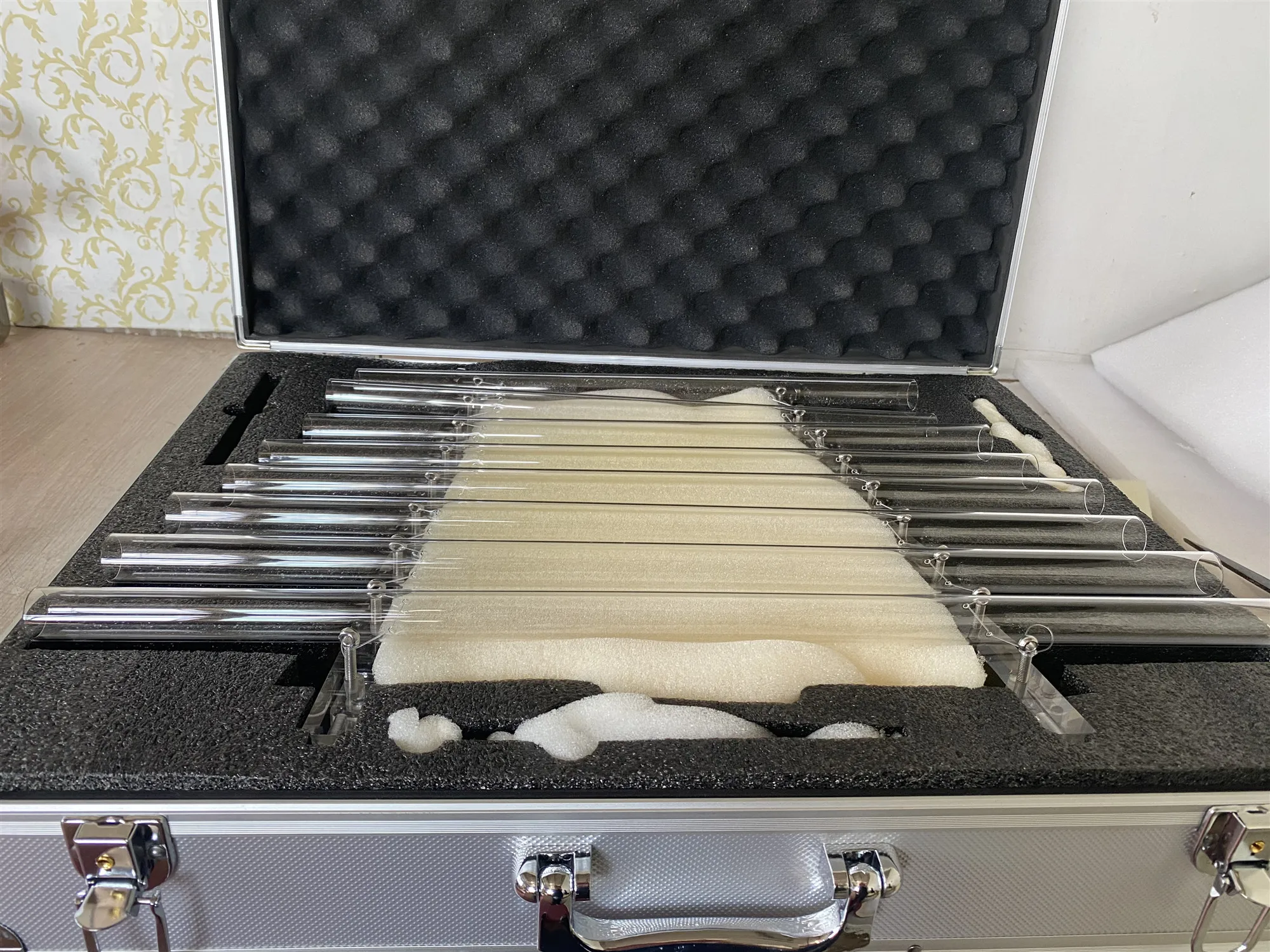 5th octave Clear crystal singing harp with crystal & rubber mallet and Aluminum alloy box in 432HZ perfect CDEFGAGC note