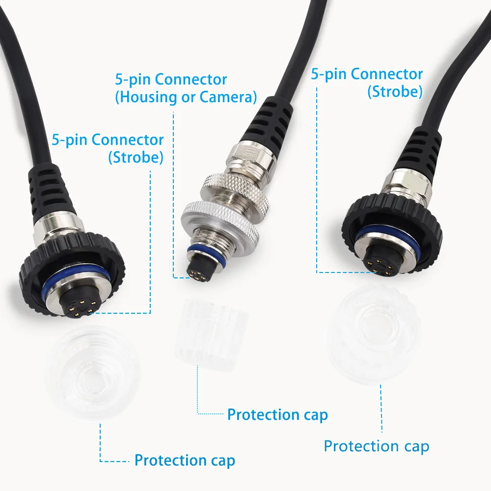 Sea frogs diving waterproof shell flashlight connection line 5 pin  synchronous lightning conductor cable data line