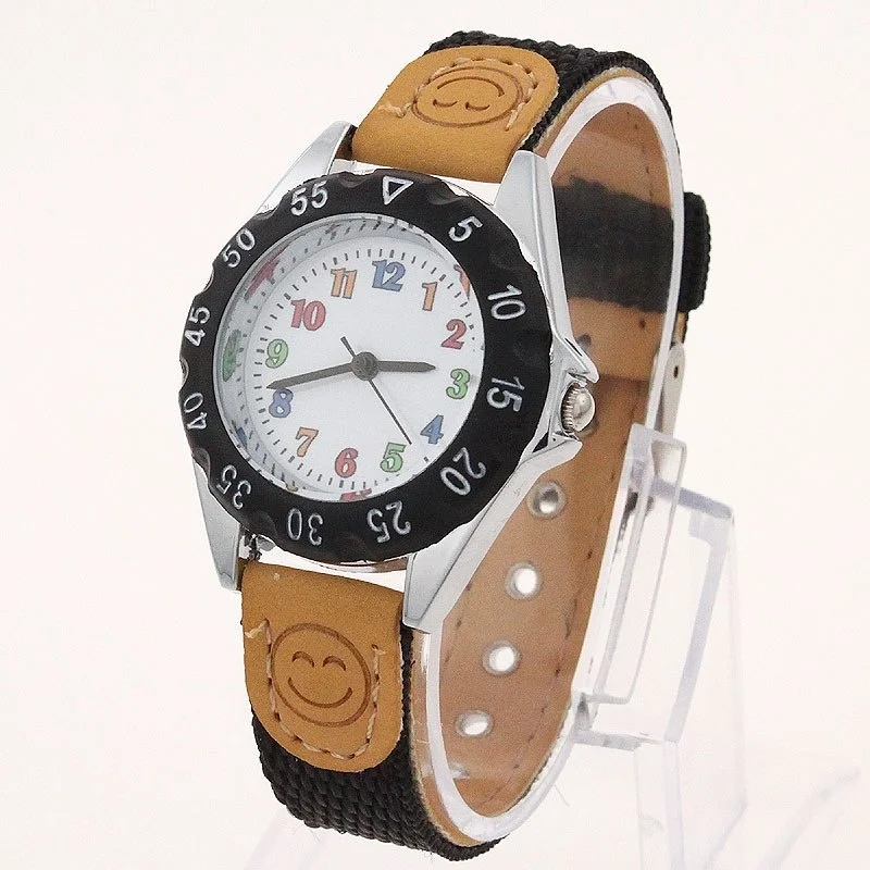 5 ألوان عالية الجودة الملونة الاطفال الأطفال و #39s هدية الصبي فتاة النسيج حزام تعلم الوقت الطالب ساعة اليد U32