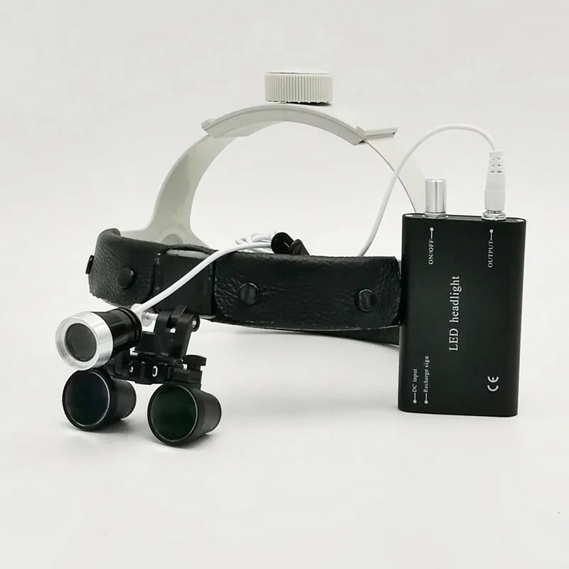 Lupas dentales binoculares 2.5X / 3.5X con faro médico, lupa para casco quirúrgico para operación de odontología