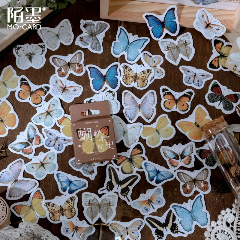 46pcs/box Butterfly Story Mini Paper Sticker Decoration Diary Scrapbooking Label Sticker Stationery