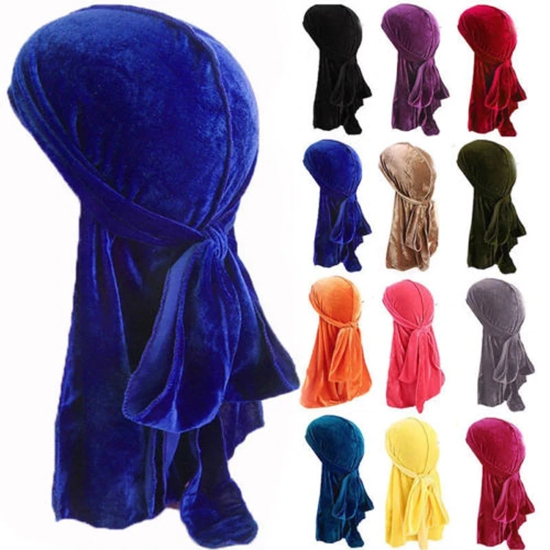 Unisex Velvet Breathable Bandana Hat Turban Doo Durag Cap Dropshipping