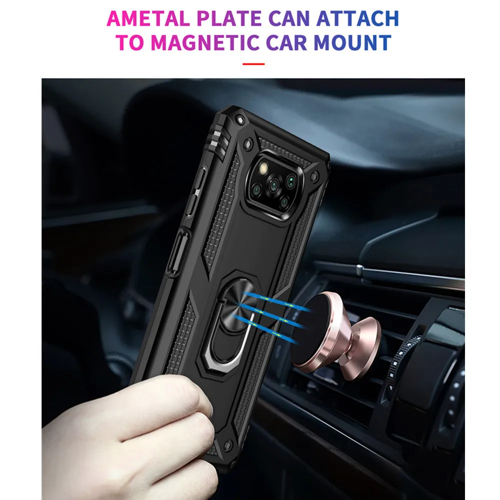 Poco x3 nfc Armor Case For Poco X3 nfc Cover Shockproof Ring Stand Bumper Phone Back Cover For Xiaomi on pocox3 pocophonex3 nfs