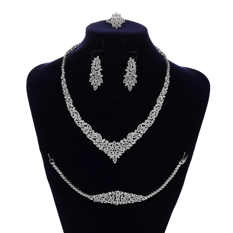 

Jewelry Set HADIYANA Noble Lady Bride Wedding Necklace Bracelet Ring Earring Dubai Zirconia Set CN2170 Parrure De Bijoux