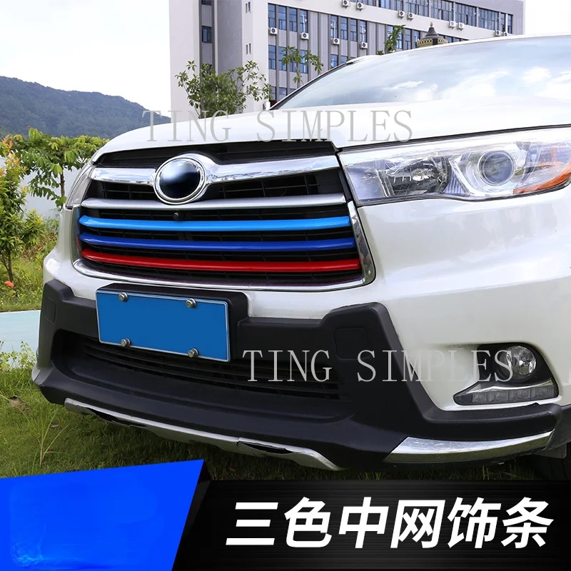 FOR TOYOTA HIGHLANDER 2015 2016 2017 abs Refit the upper medium mesh bright strip and medium mesh trim strip for body decoration