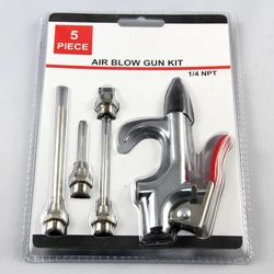 5 pces/kit compressor de ar pistola de sopro ferramentas pneumáticas ventilador de pulverizador de ar vários bicos de limpeza de poeira