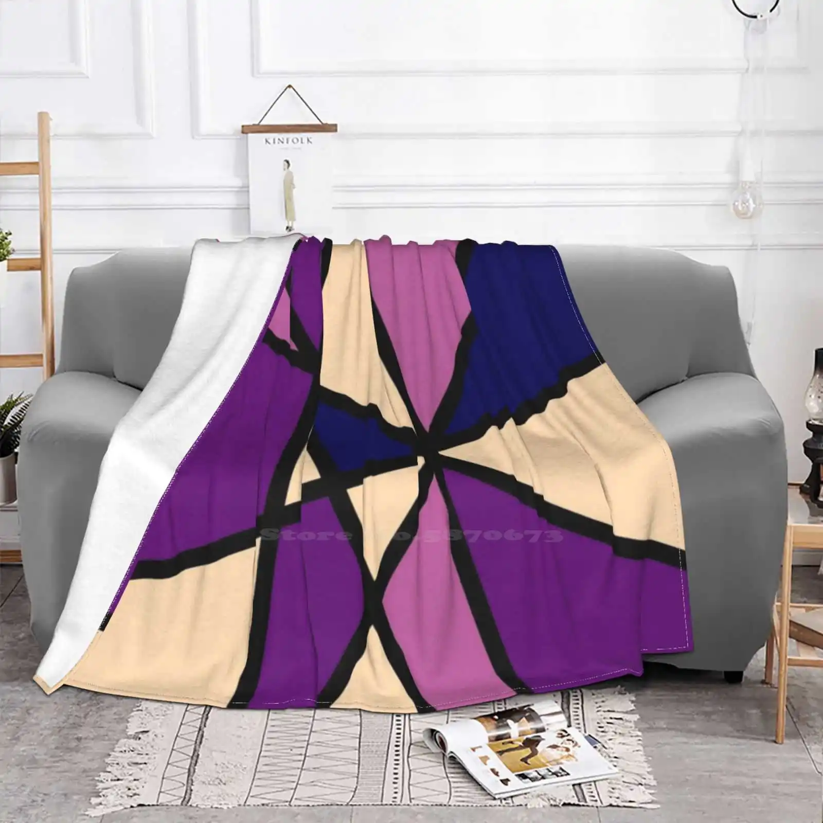 Triangular Abstract Top Quality Comfortable Bed Sofa Soft Blanket Abstract Colorful Tringle Three Sides Minimal Minimalist