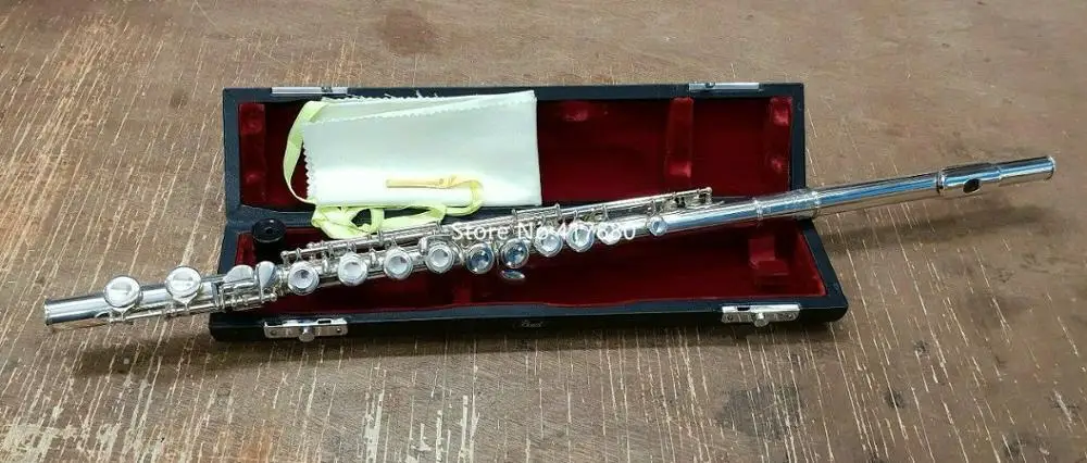 

High Quality Pearl Flute PF-501 in C with E Arm 16 keys Closed Hole Silver Plated Musical instrument with Case Free Shipping