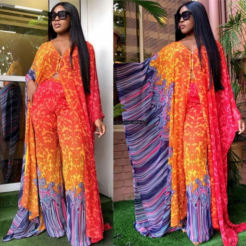 

Two Piece Set Dashiki Summer African Clothes For Women 2022 Fashion Long Dress Sets Pants Suits Outfits Party Dresses Big Size