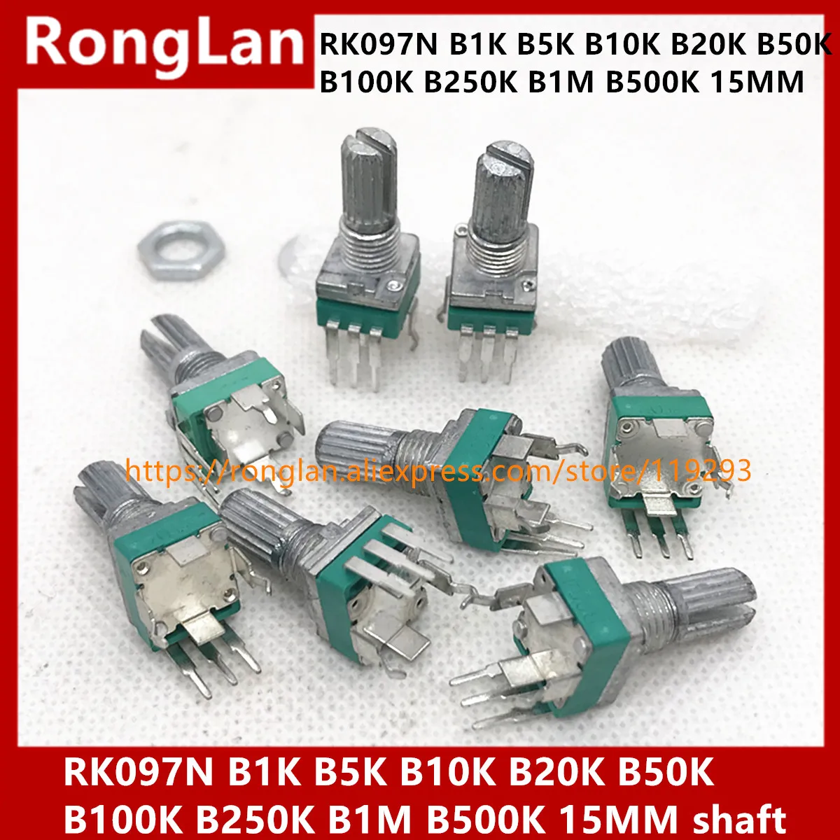 Spot quality precision adjustable potentiometer RK097N 097 Vertical clubfoot Single B1K B5K B10K B20K B50K B100K B250K B1M B500K