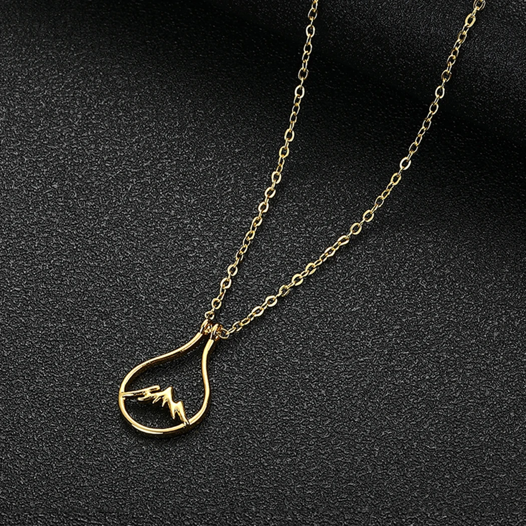 Mountain Peak Pendant Necklace for Women Girls Stainless Steel Waterdrop Charm Neck Chain Mountaineering Enthusiast Jewelry