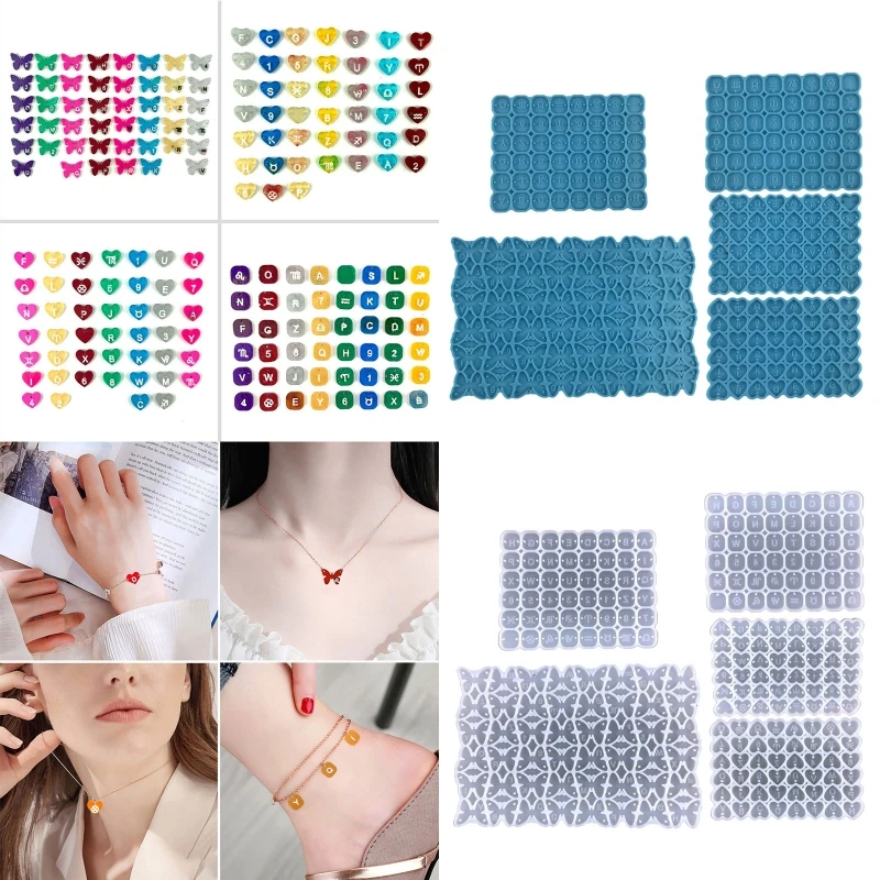 

5 шт./компл. серьги ручной работы в форме бабочки, букв в форме сердца, зеркальная форма, серьги, ожерелье, подвески, силиконовая форма