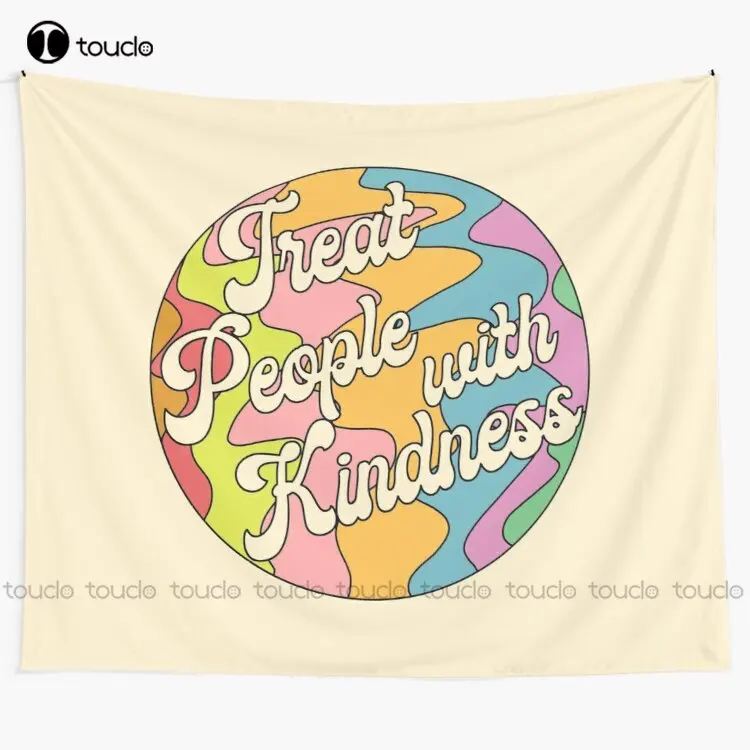 Groovy Treat 'Em With Kindness Design Tapestry Tapestry Dark Tapestry Wall Hanging For Living Room Bedroom Dorm Room Home Decor