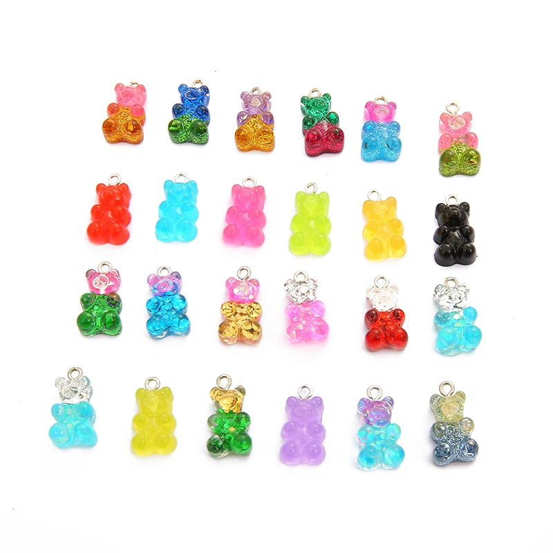 

8-10Pcs/lot Mix Colors Cute Resin Bear DIY Patch Findings Gummy Earrings Keychain Necklace Pendant Jewelry Findings Accessories