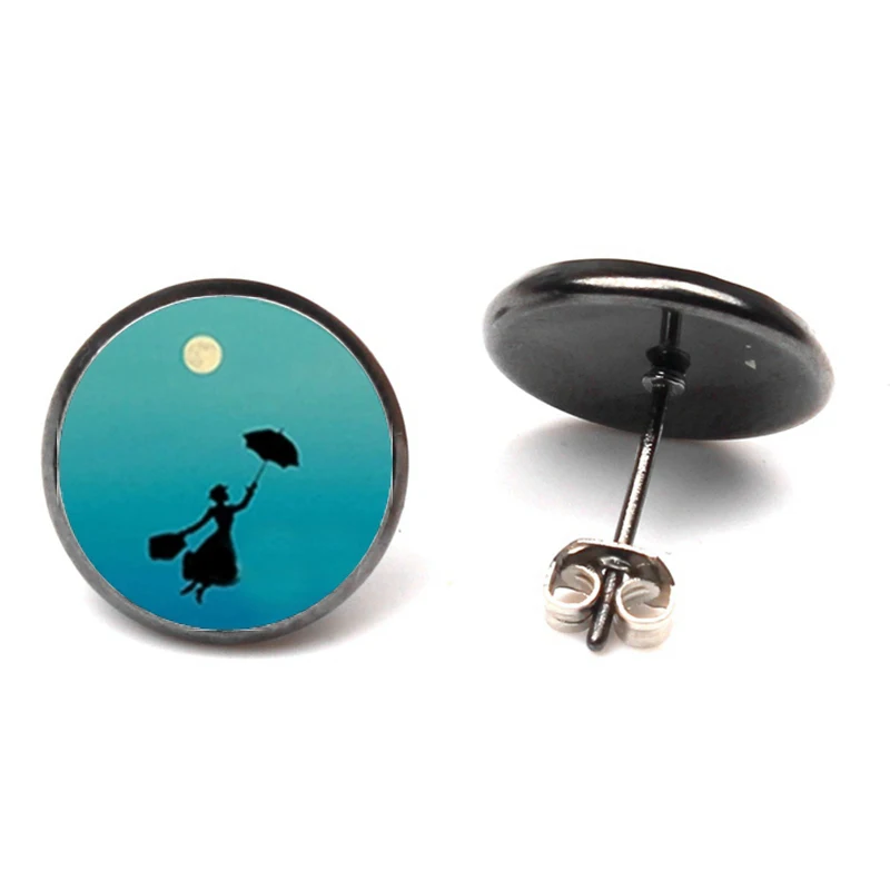 New Fashion Steampunk Mary Poppins jewelry Mary Poppins Stud Earrings Hypoallergenic Earrings for Sensitive Ears Gift for girl