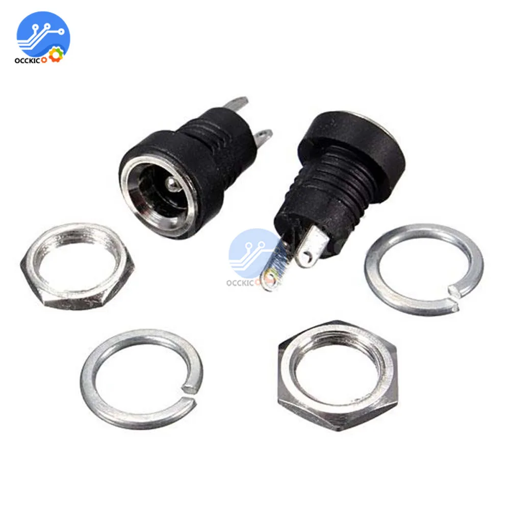 5Pcs 3A 12V For DC Power Supply Jack Socket Female Panel Mount Electrical Socket Connector 5.5mm x 2.1mm Terminal Types 5.5*2.1