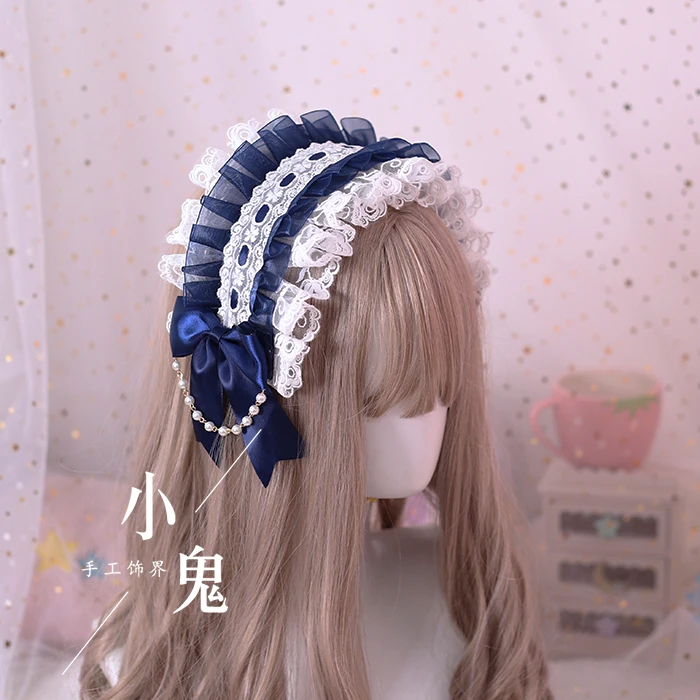 Japanese Sweet Cosplay Lolita Bonnet Headwear Retro Princess Hair Band Girl Bow Lace Hair Clip Headbands A326