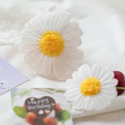 Embroidered Organza Patch for Clothing, Daisy Flower Embroidery, DIY Accessories, 6 PCS/Lot