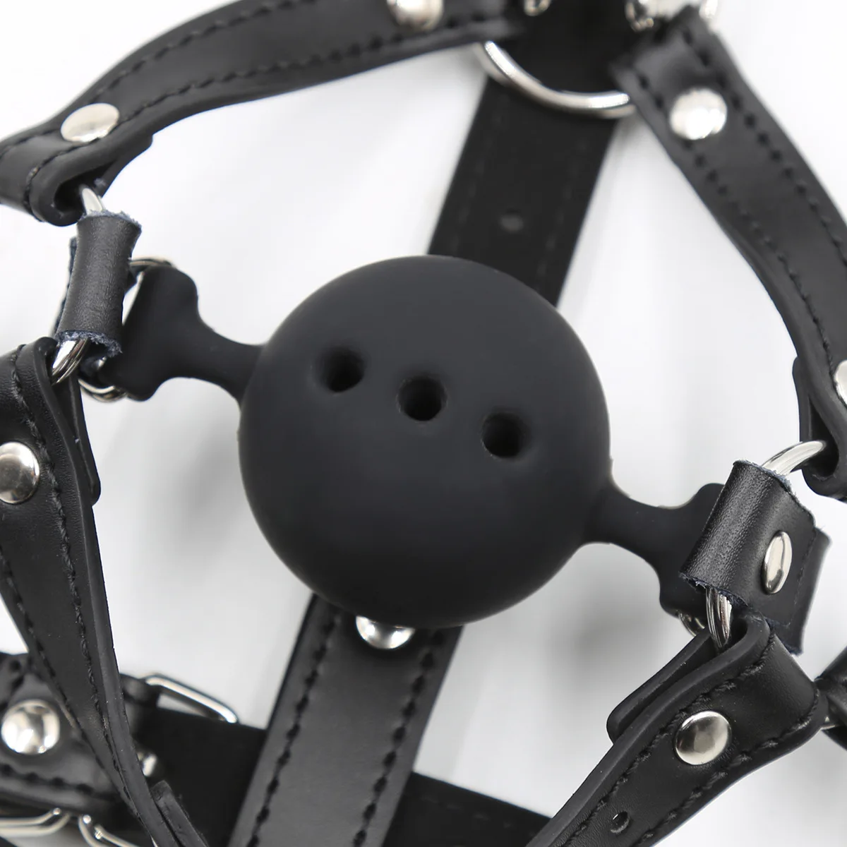 Bdsm Bondage Harness Strap Head Belts with Silicone Hollow Mouth Gag Ball and Nose Hook for Fetish Slave Role Play Sex Toys