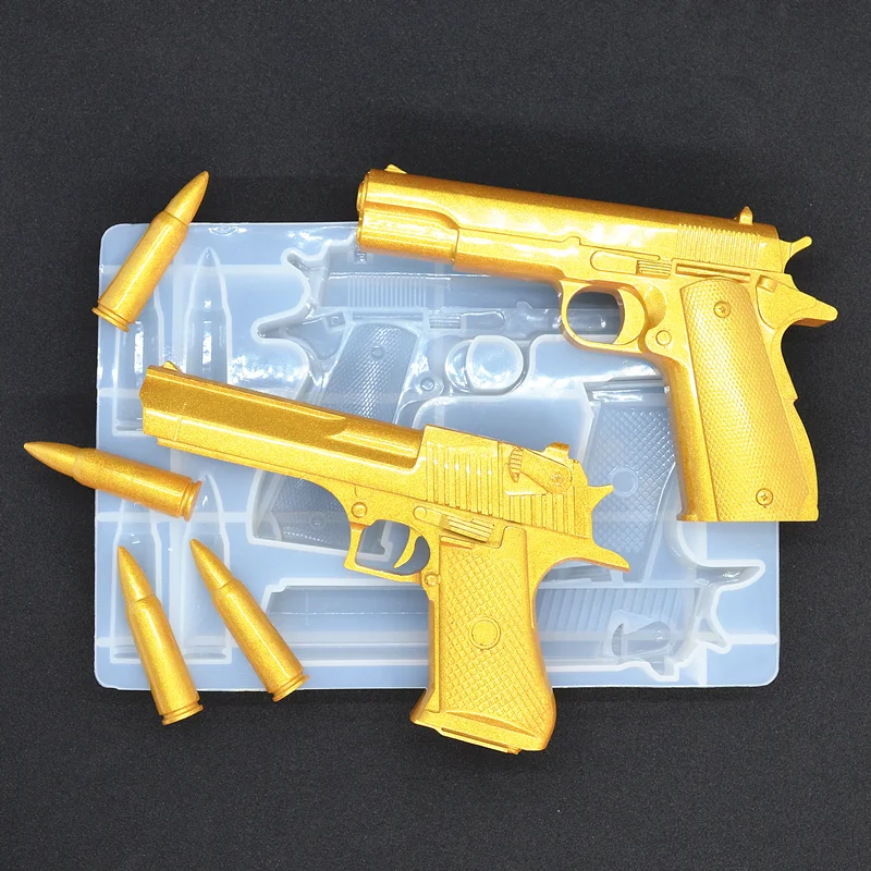 

New Pistol Bullet Gun Silicone Mold Kitchen Resin Baking Tool DIY Cake Chocolate Fudge Lace Decoration Crystal Epoxy Moulds