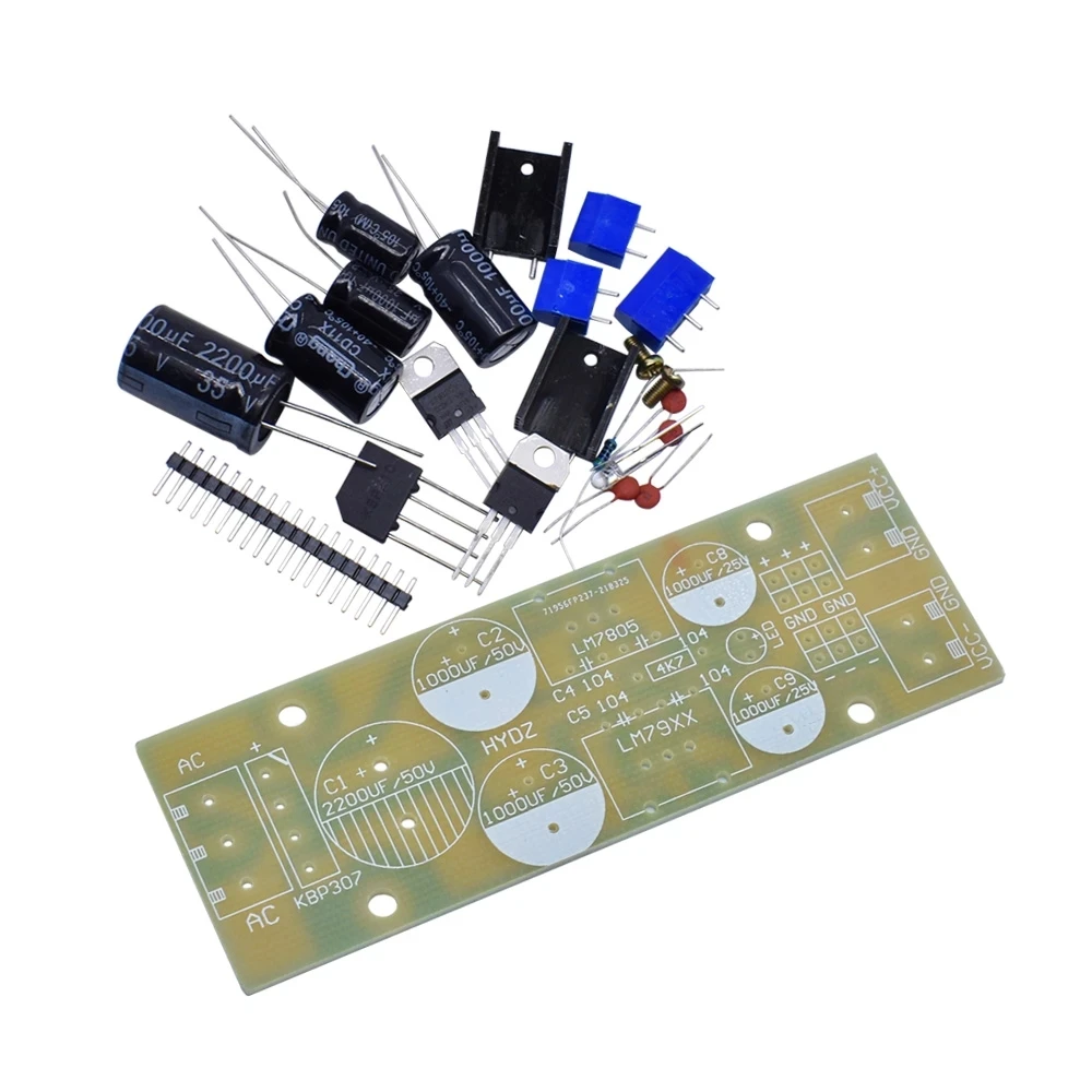 AC5-12V to DC5V/12V two channel output LM7805+L7905 voltage regulator module 7805 voltage regulator kit voltage regulator module