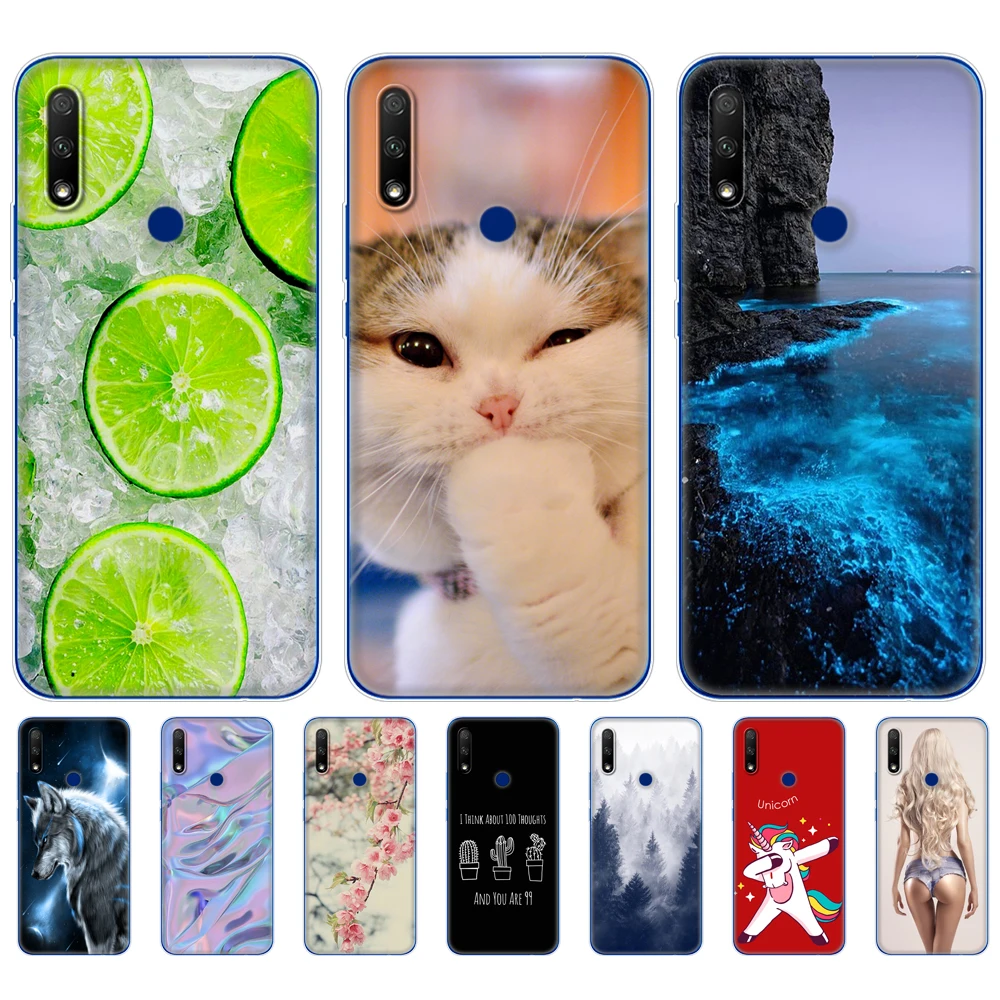 case for huawei honor 9x Case Silicon Soft TPU coque on for huawei honor 9x premium Fingerprint Hole Russian 5.69 inch cartoon